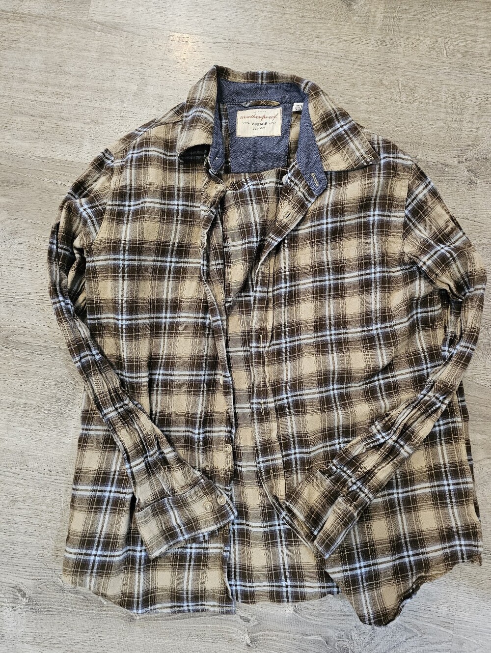 Weatherproof Men's Brown Plaid Button-Down Shirt